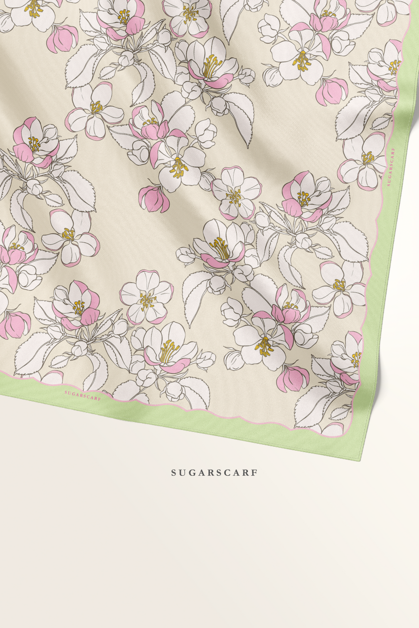 YES DEFECT - ( Square ) Bloom in Grace Mixed Satin Silk Square ( Mindful )