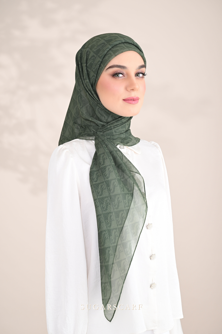 YES DEFECT - ( Square ) SSMonogramJP Voile in ( Salad )