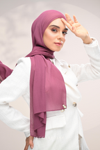 (SAMPLE) ( Full Wide Pleats Shawl ) Elegant Folds Everyday Ironless Pleats Shawl ( Mangosteen )