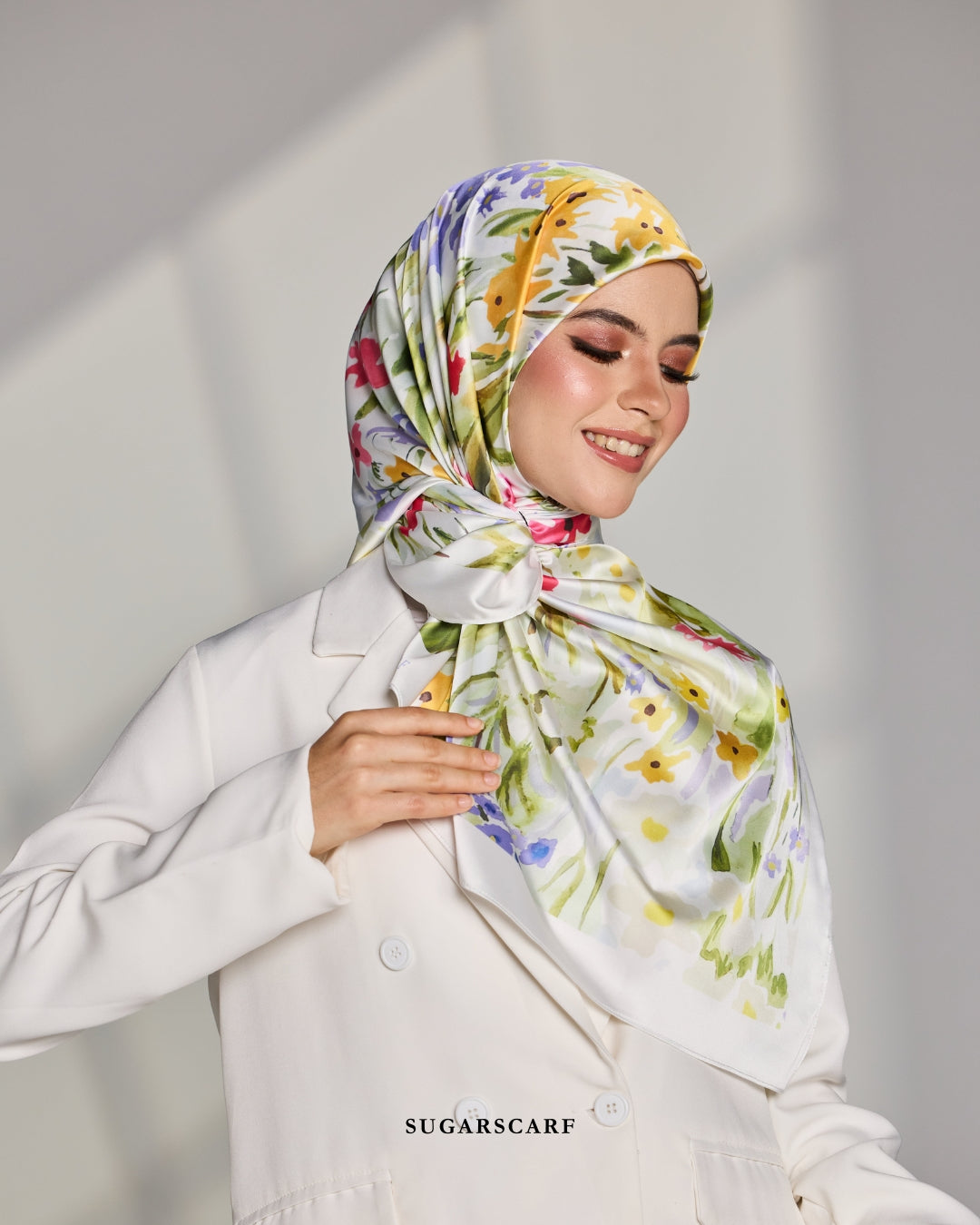 YES DEFECT - Matte Satin Silk Sq (Garden Whimsy) in Petal Glaze