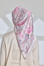 YES DEFECT - ( Square ) Seri Blooming Mixed Satin Silk Scarf ( NILA )