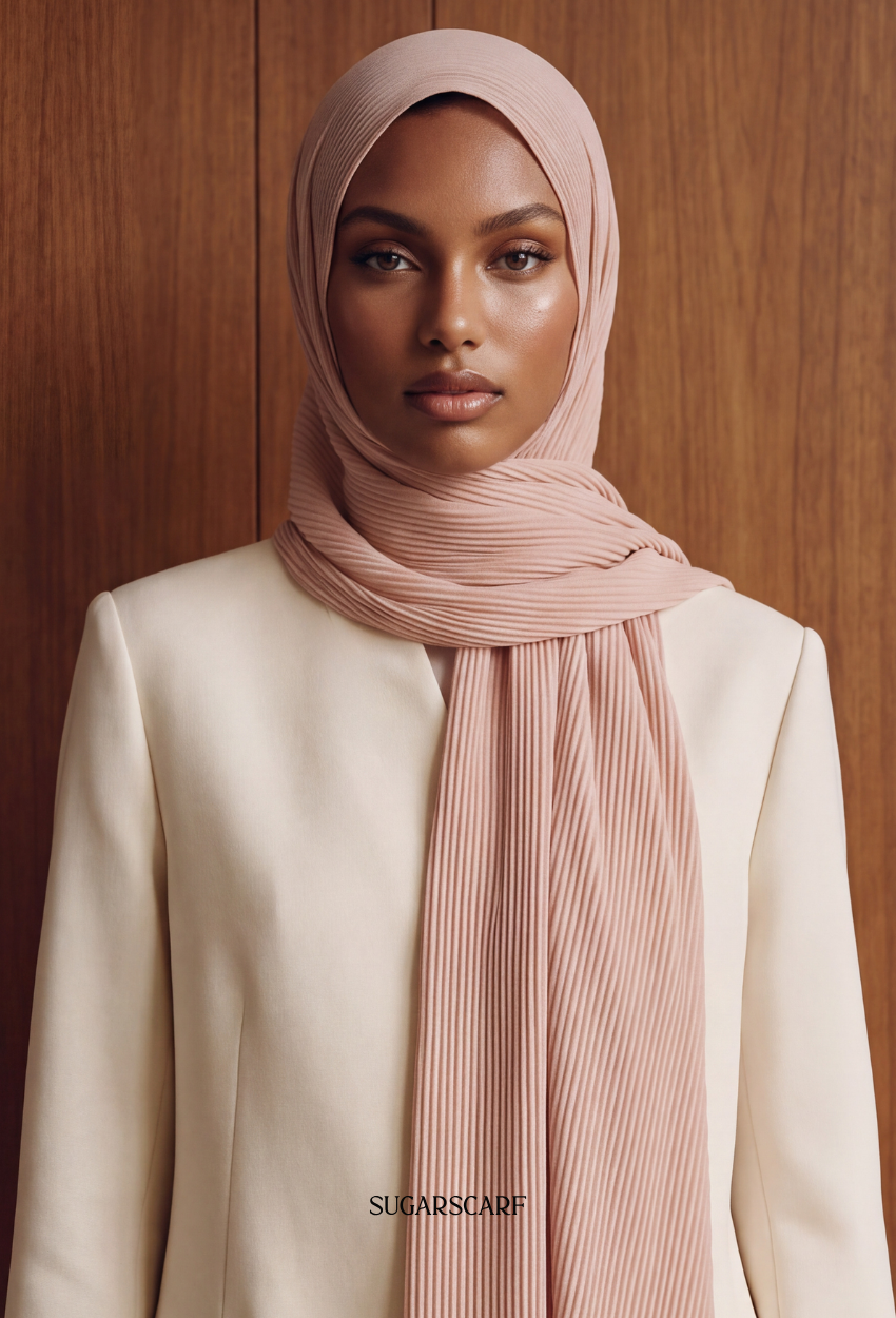 ( Full Wide Pleats Shawl ) Elegant Folds Everyday - Skin
