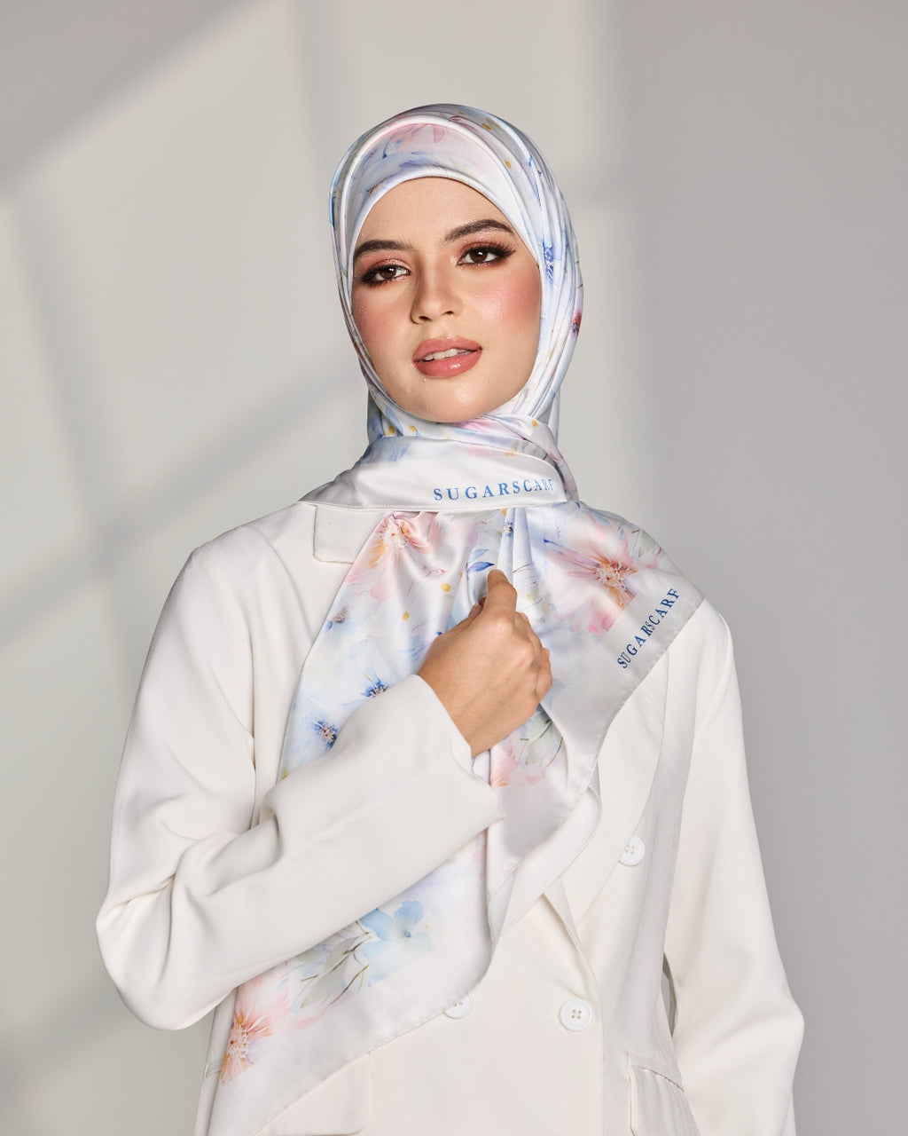 YES DEFECT - Matte Satin Silk Sq (Garden Whimsy) in Blossom Veil