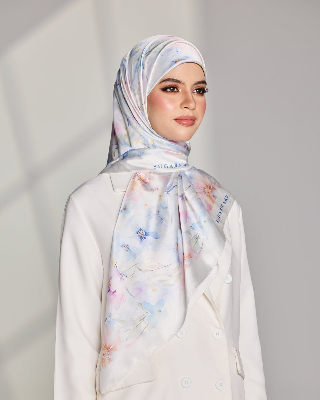 YES DEFECT - Matte Satin Silk Sq (Garden Whimsy) in Blossom Veil