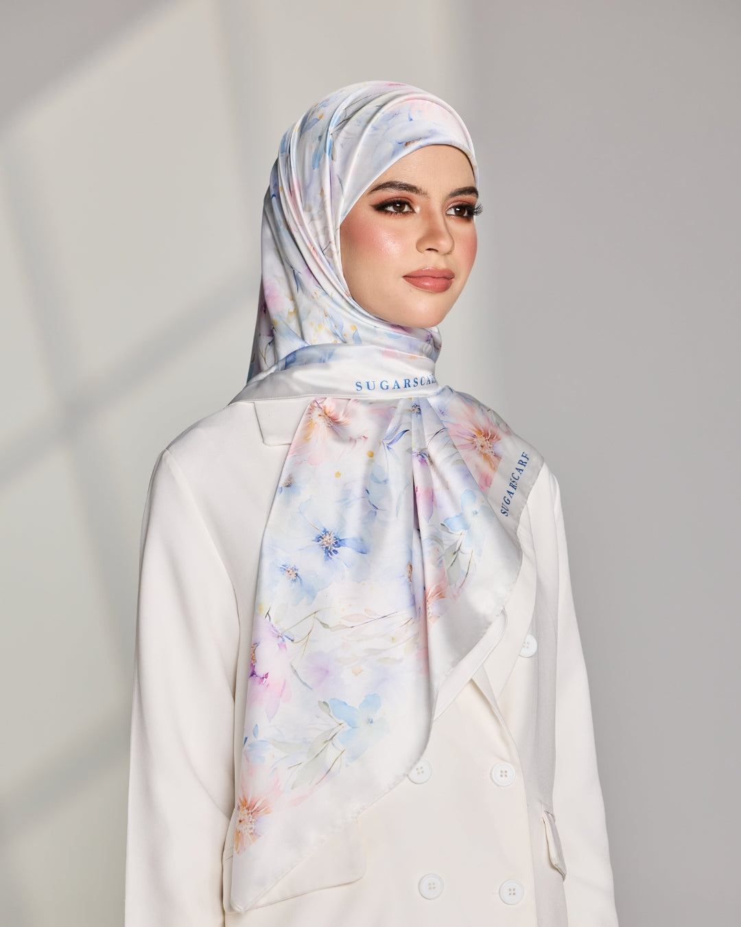 YES DEFECT - Matte Satin Silk Sq (Garden Whimsy) in Blossom Veil