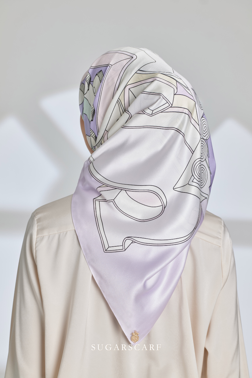 ( Square ) Seri Raya Riang Mixed Satin Silk Scarf (Pancake)