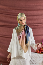 YES DEFECT (Square ) Celeste In Mixed Silk Matte Satin (Serinity)