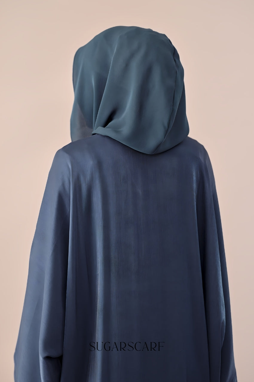 Noir Éclat Kate e The Scarfé Hood /Shawl 100%Silk in Midnight Tide