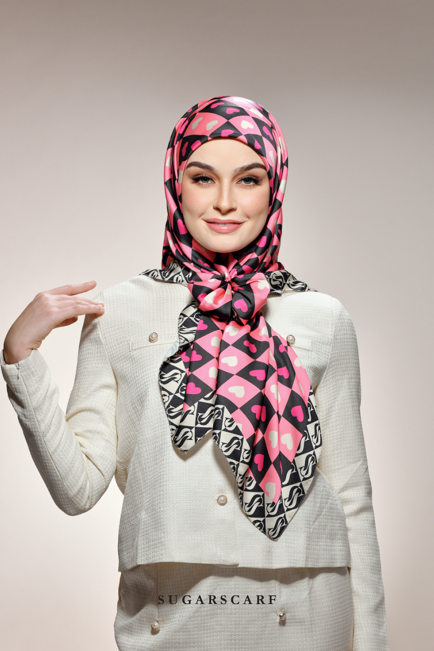 YES DEFECT - ( Square Satin ) Kindness Matte Satin Silk Scarf ( GRATITUDE )