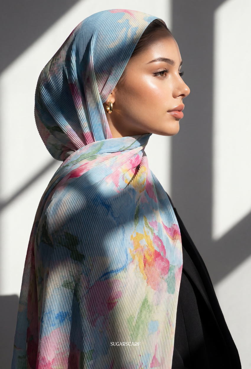Fall In Love Wide Ultra Fine Pleated Shawl Ironless · in Oceane