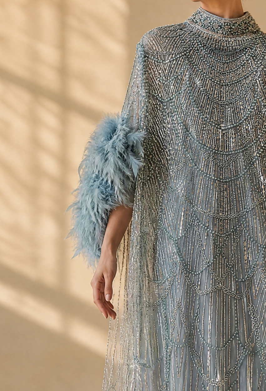 Seraphina Crystal Beads Drape In Princess Blue