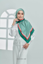 YES ( Square ) Classy Monogram Mixed Satin Silk Scarf ( Never Defeated )