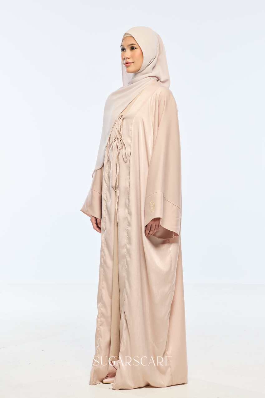 Noir Éclat Anne Embroidery Abaya Outer Robe in Bare Elegance