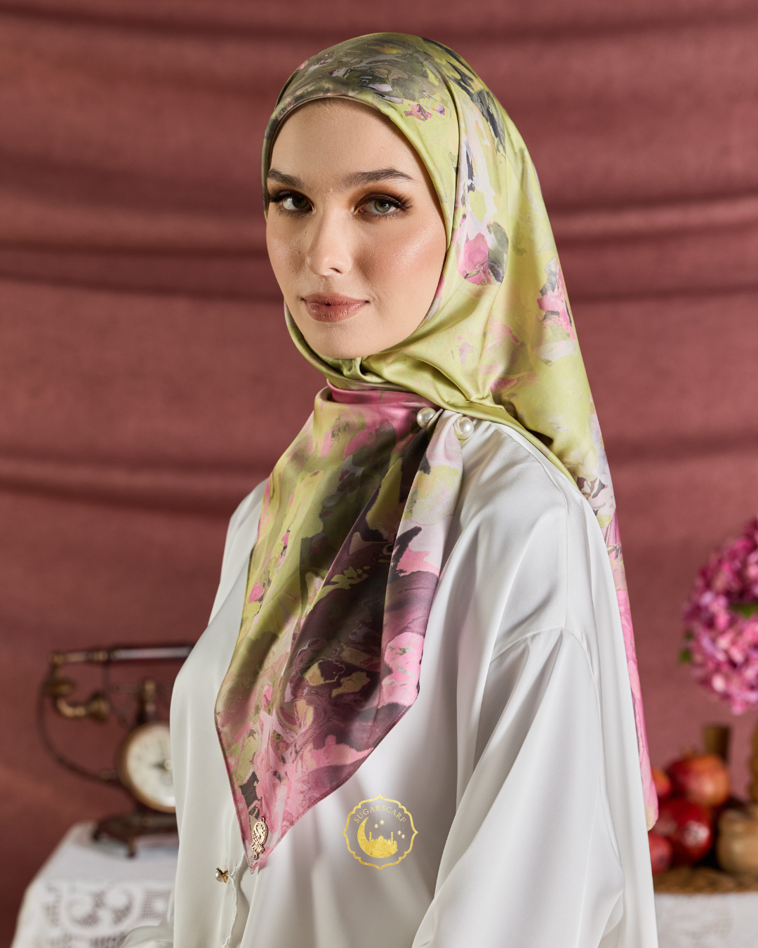 (Square ) Celeste In Mixed Silk Matte Satin (Anggun)