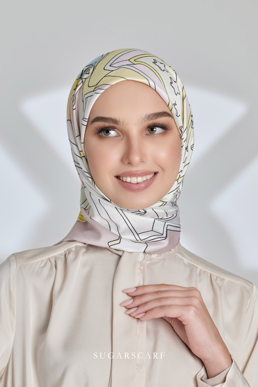 ( Square ) Seri Raya Riang Mixed Satin Silk Scarf ( TART NENAS )