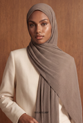 ( Full Wide Pleats Shawl ) Elegant Folds Everyday - Sephia