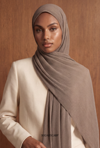 ( Full Wide Pleats Shawl ) Elegant Folds Everyday - Sephia