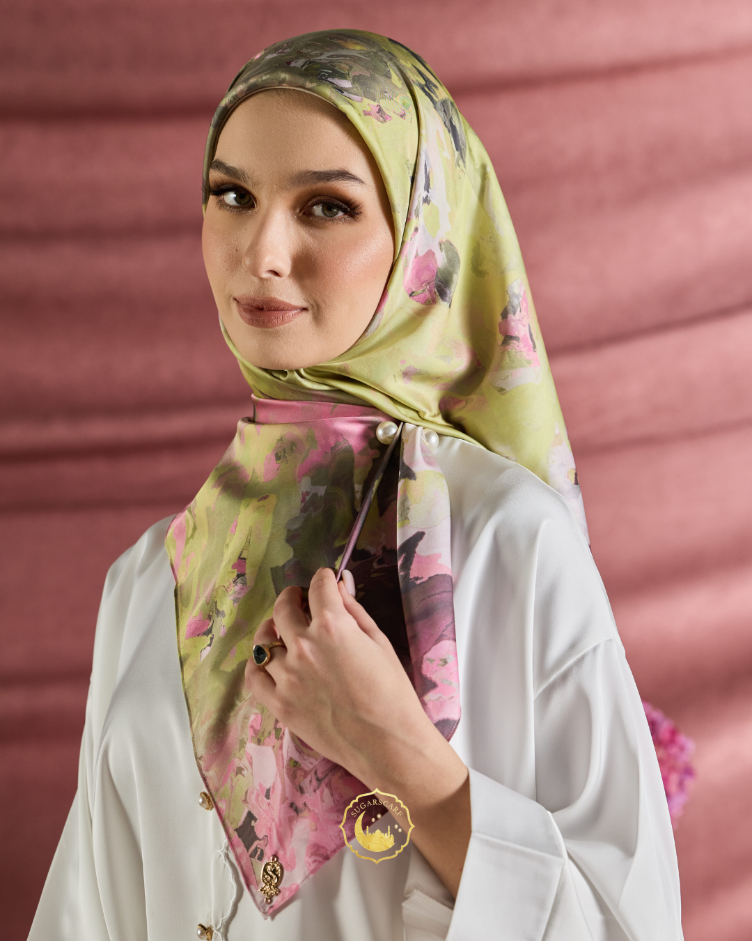 (Square ) Celeste In Mixed Silk Matte Satin (Anggun)