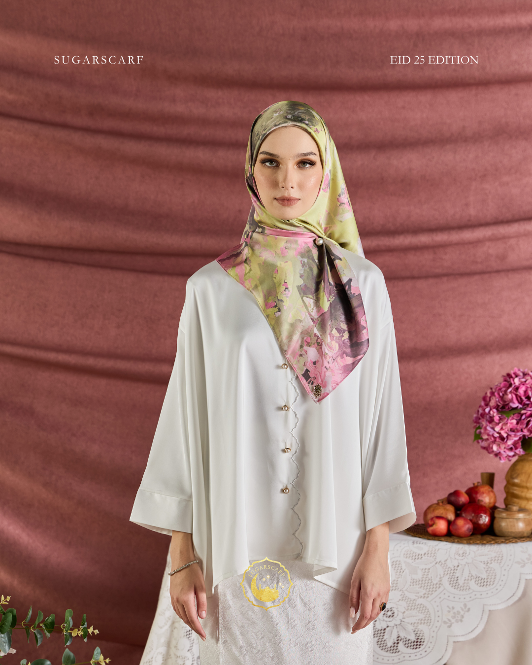 (Square ) Celeste In Mixed Silk Matte Satin (Anggun)