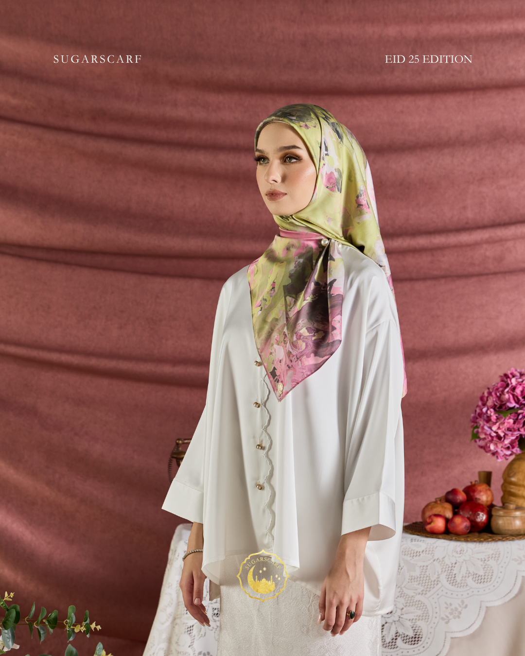 YES DEFECT (Square ) Celeste In Mixed Silk Matte Satin (Anggun)