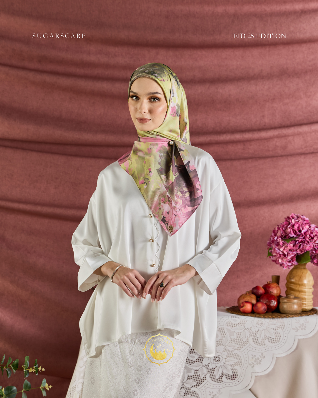 YES DEFECT (Square ) Celeste In Mixed Silk Matte Satin (Anggun)