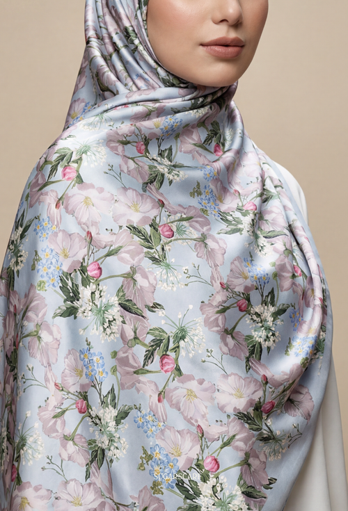 Eid Bloom 2026 Scarves Mixed Satin Square in Isadora