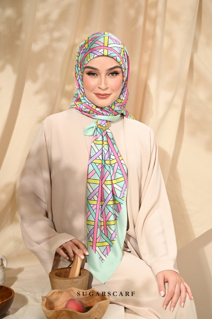 ( Square ) Classy Simpulan Mixed Satin Silk Satin ( TAKBIR )