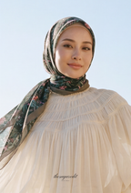 TSE BloomInvitation Japanese Cotton Voile Square Noémie - Chocolate Border