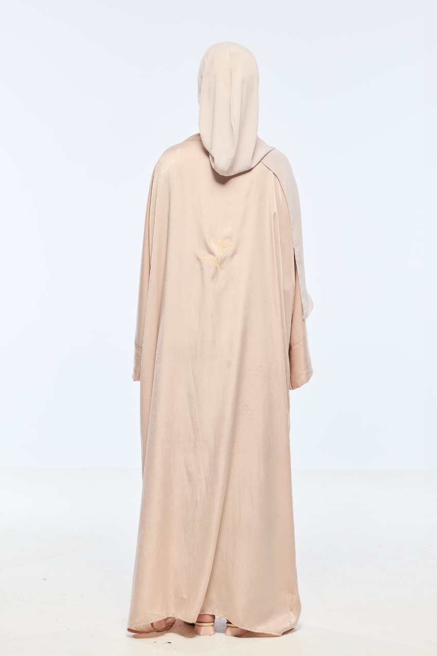 Noir Éclat Anne Embroidery Abaya Outer Robe in Bare Elegance