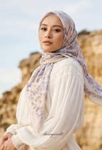 TSE BloomInvitation Japanese Cotton Voile Square In GardeniaHaze