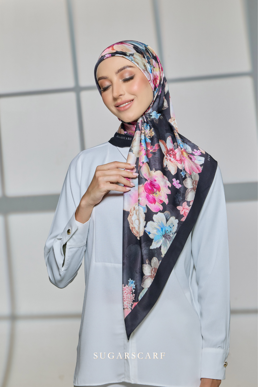 ( Square ) Celeste Matte Satin Silk Scarf ( LUNAR GRACE )