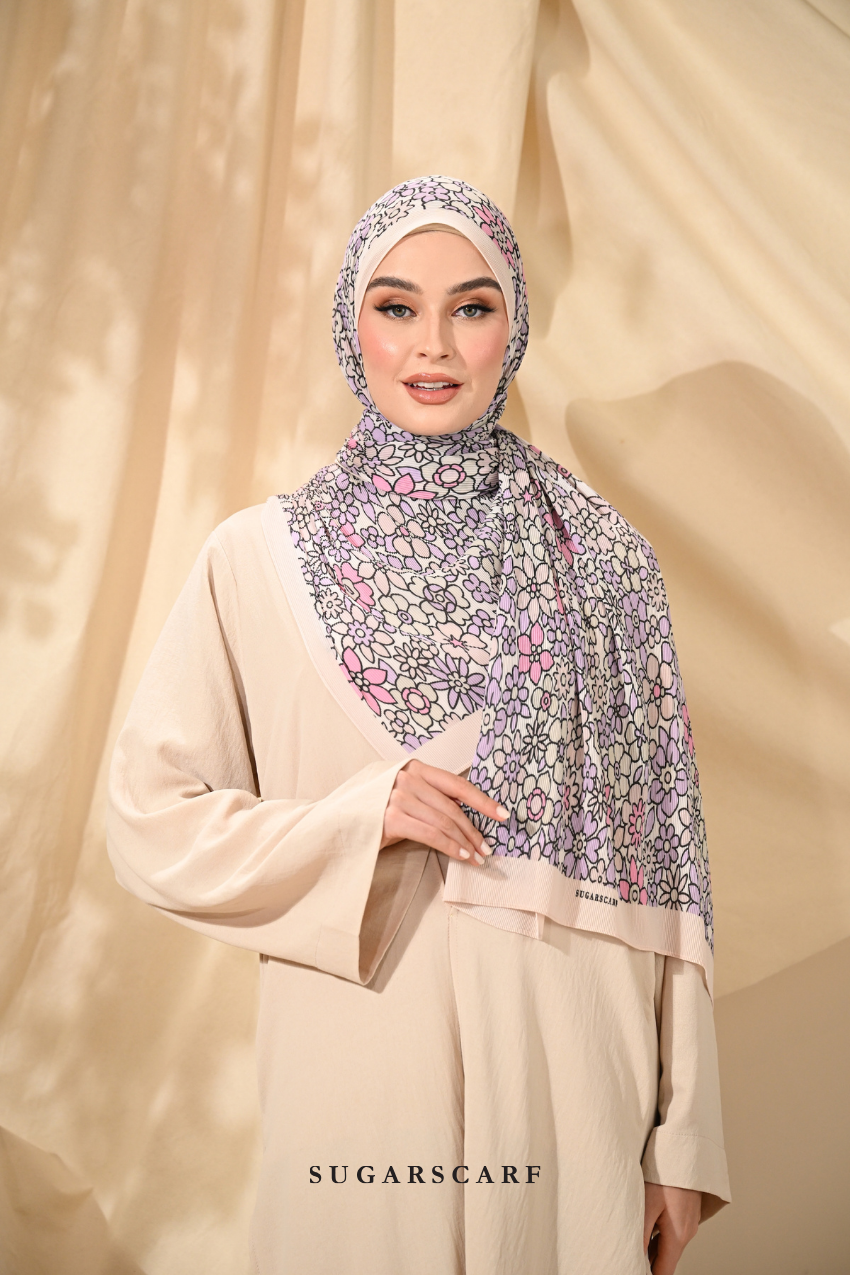 YES DEFECT ( Full Wide Pleats Shawl ) Eid Flower Power ( PILLOW TALK )