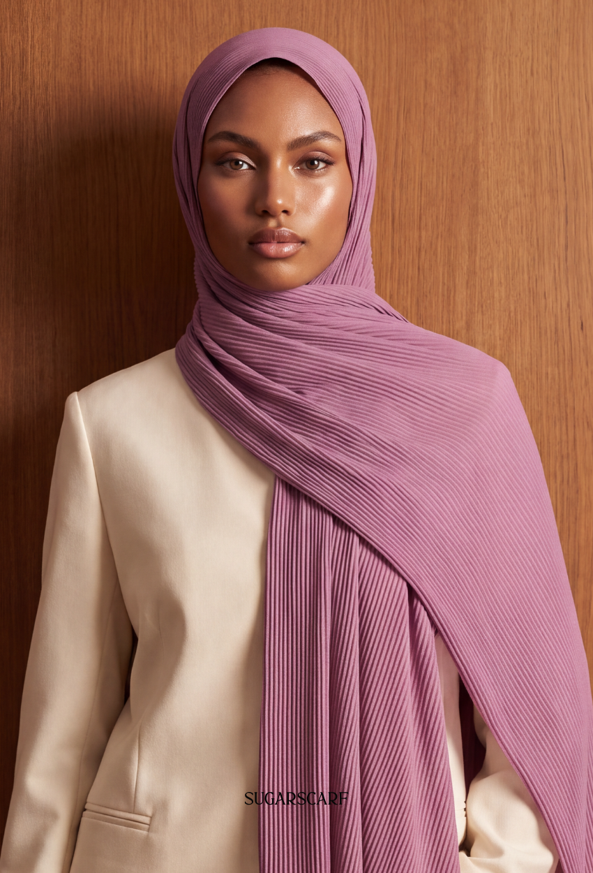 ( Full Wide Pleats Shawl ) Elegant Folds Everyday - Iris