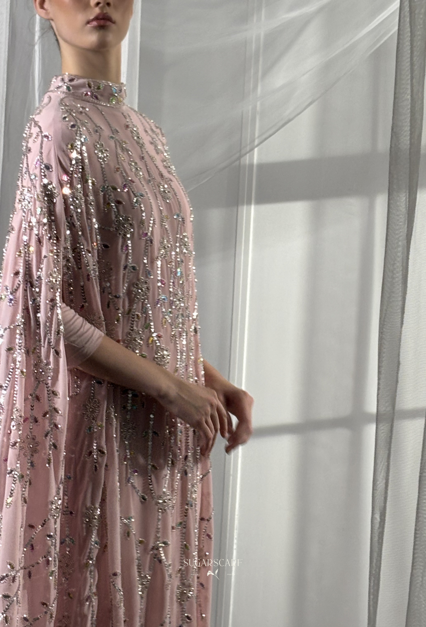 Angeline Crystal Beads Drape In SweetPink
