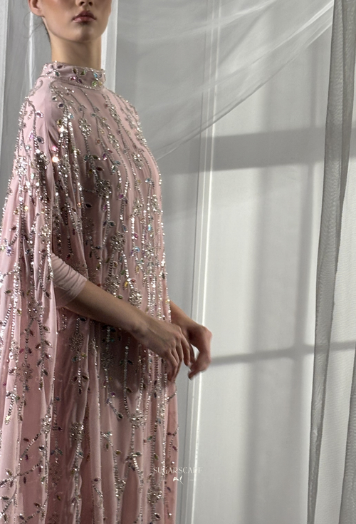 Angeline Crystal Beads Drape In SweetPink