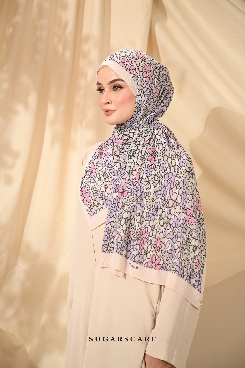 YES DEFECT ( Full Wide Pleats Shawl ) Eid Flower Power ( PILLOW TALK )