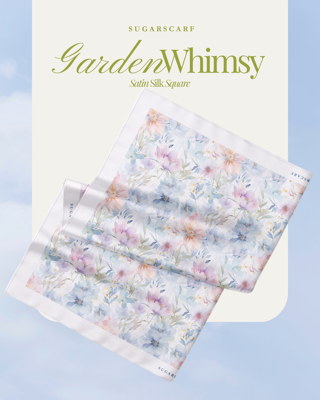 Korean Chiffon Long Shawl (Garden Whimsy) in Blossom Veil