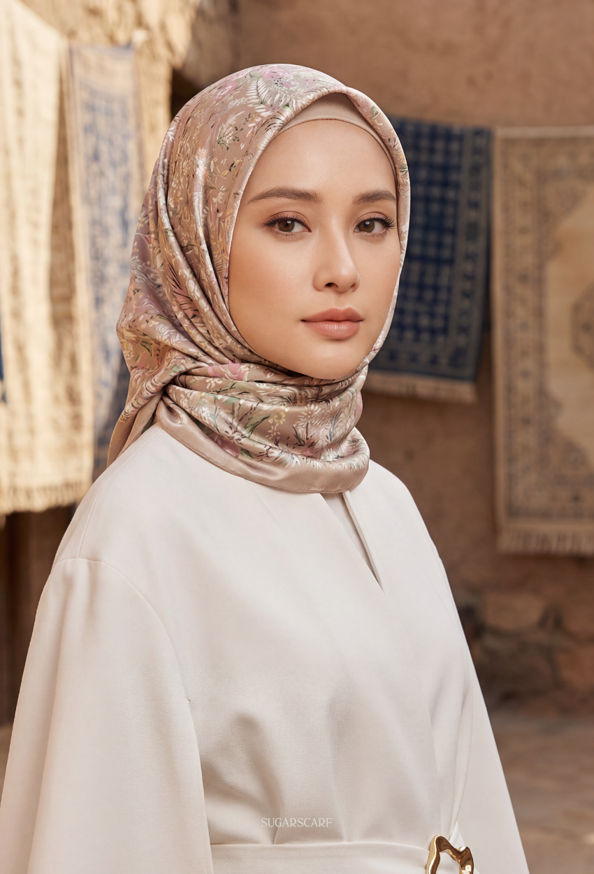 Eid Bloom 2026 Scarves Mixed Satin Square in BloomRosaline