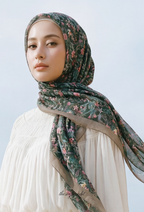 TSE BloomInvitation Japanese Cotton Voile Square Noémie - Chocolate Border