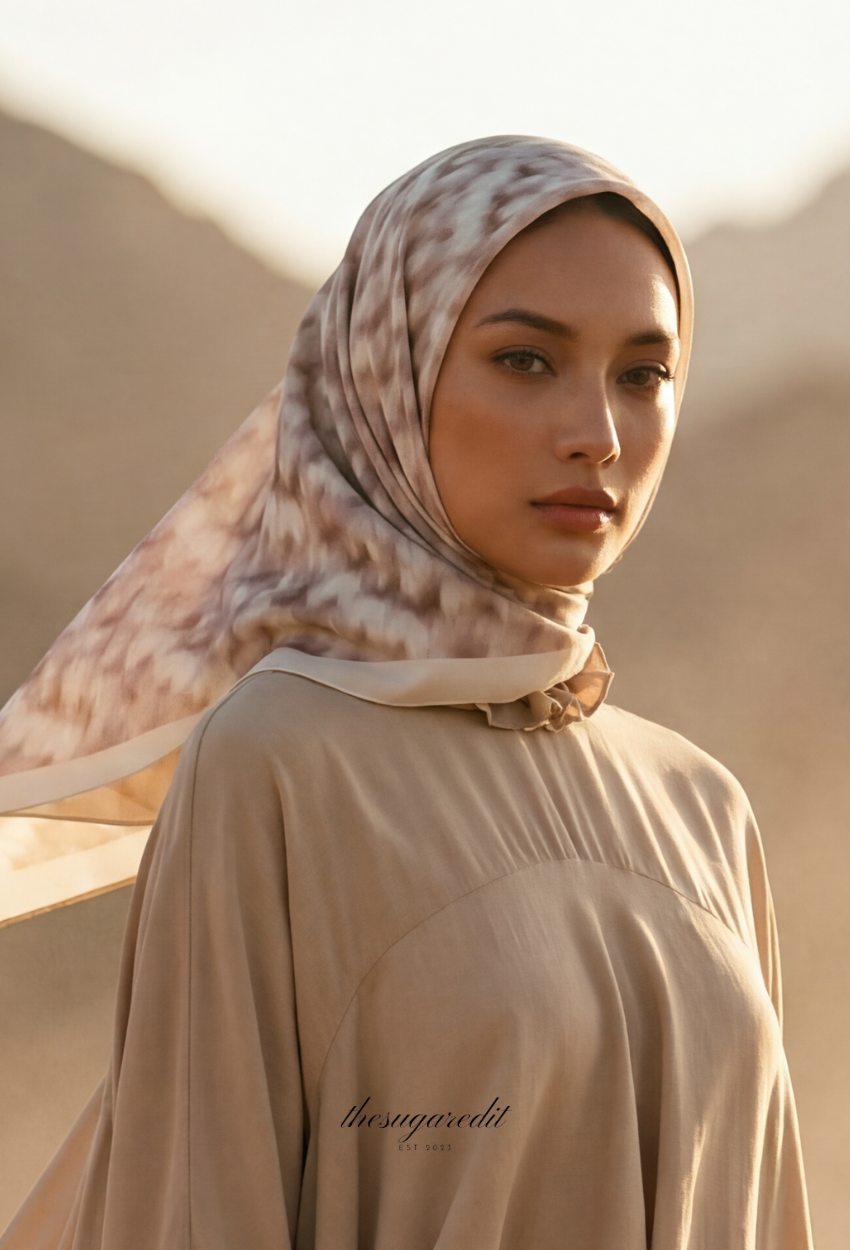 TSE Mod Japanese Cotton Voile Square Ivory Roam - Light AppleGreenBorder