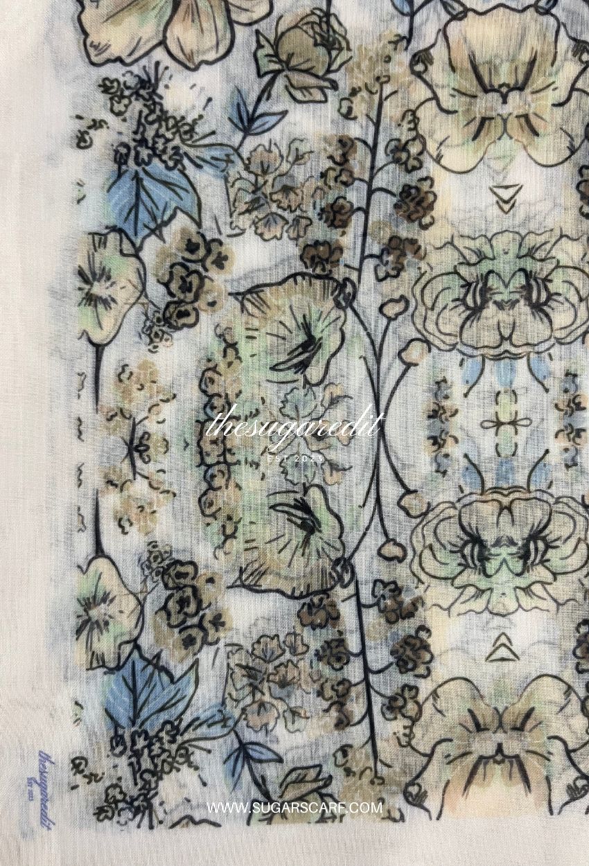 TSE Mod Japanese Cotton Voile Square In Helena ( Based Cream Peach)