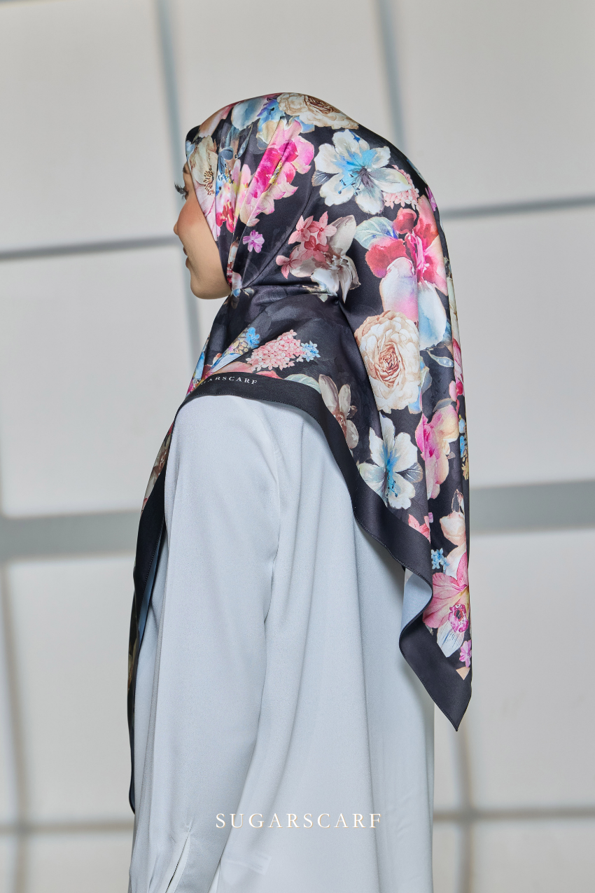 ( Square ) Celeste Matte Satin Silk Scarf ( LUNAR GRACE )