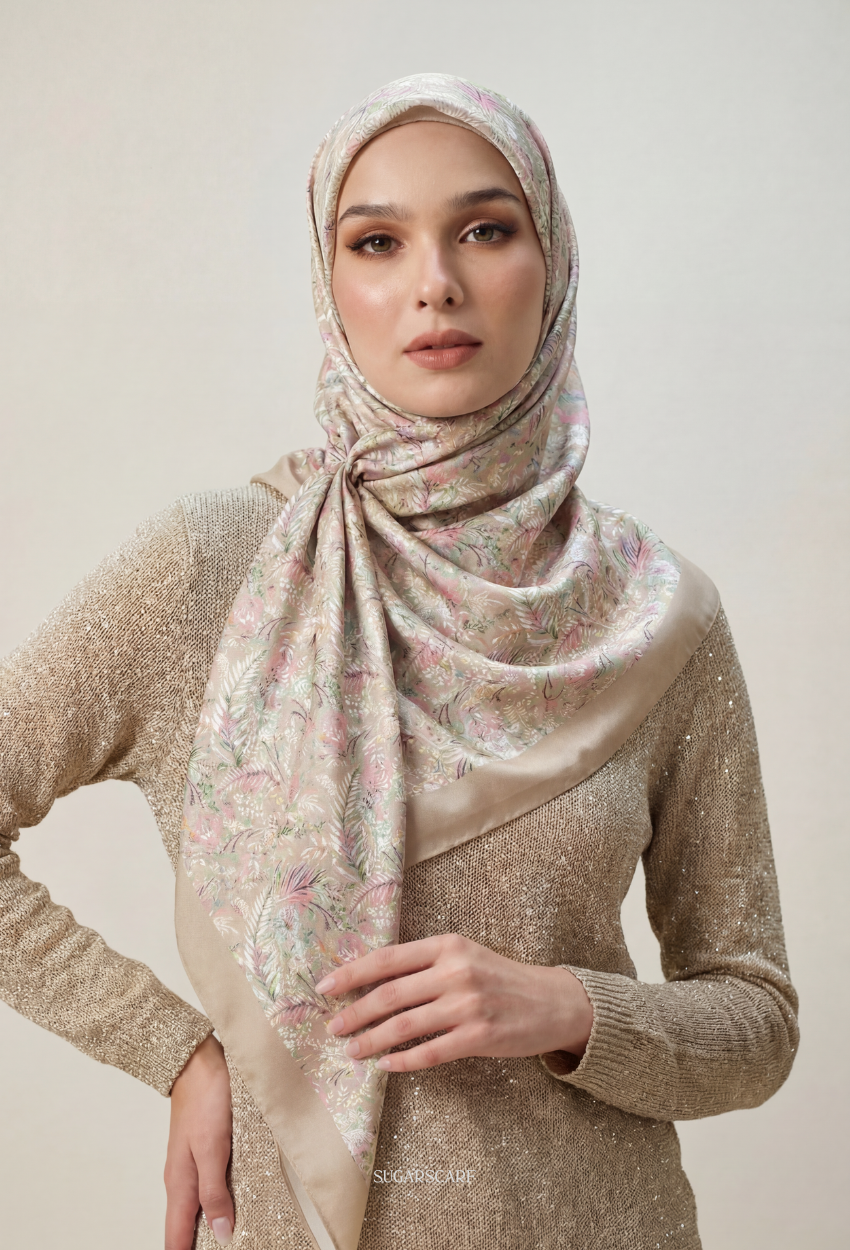 Eid Bloom 2026 Scarves Mixed Satin Square in BloomRosaline