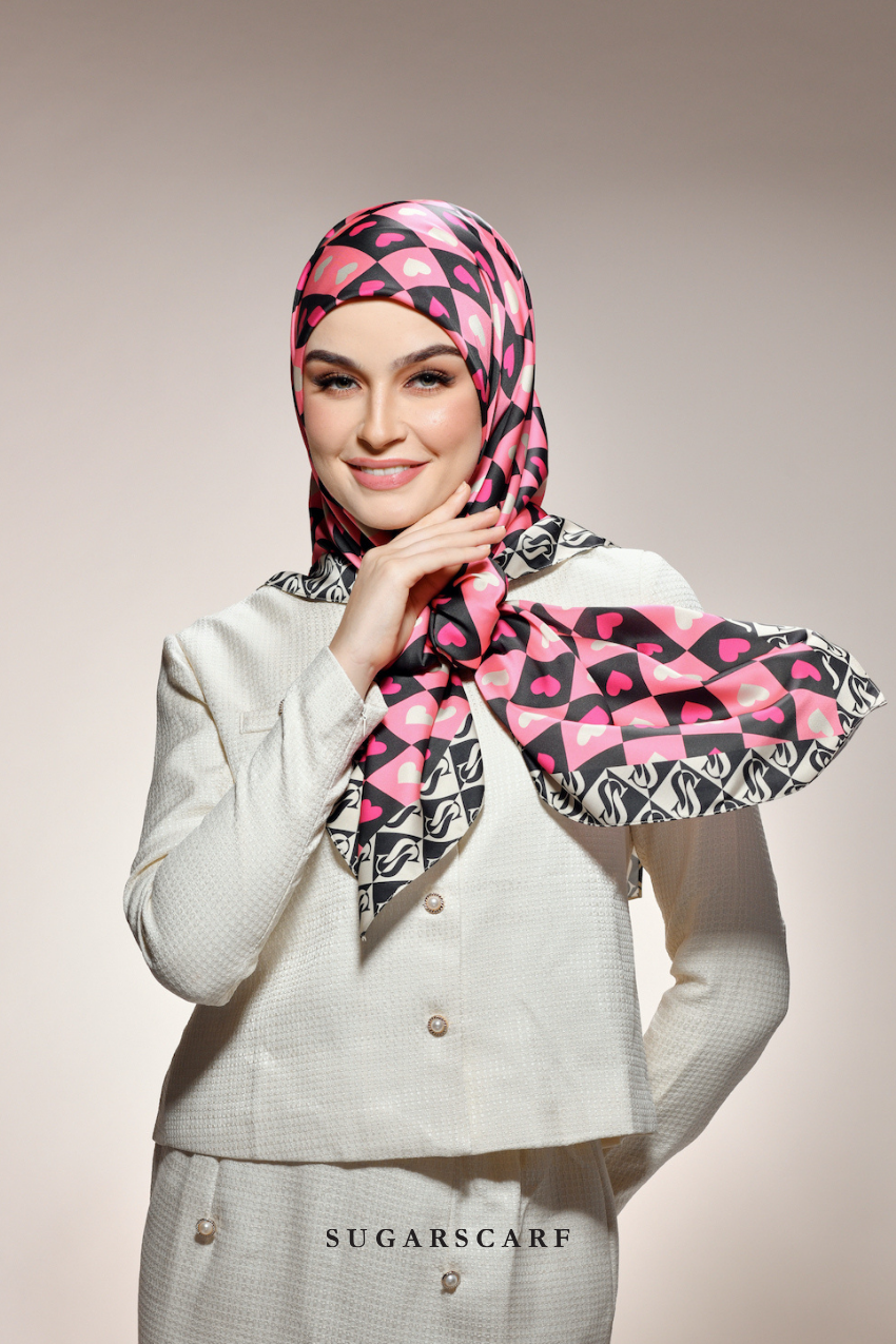 YES DEFECT - ( Square Satin ) Kindness Matte Satin Silk Scarf ( GRATITUDE )