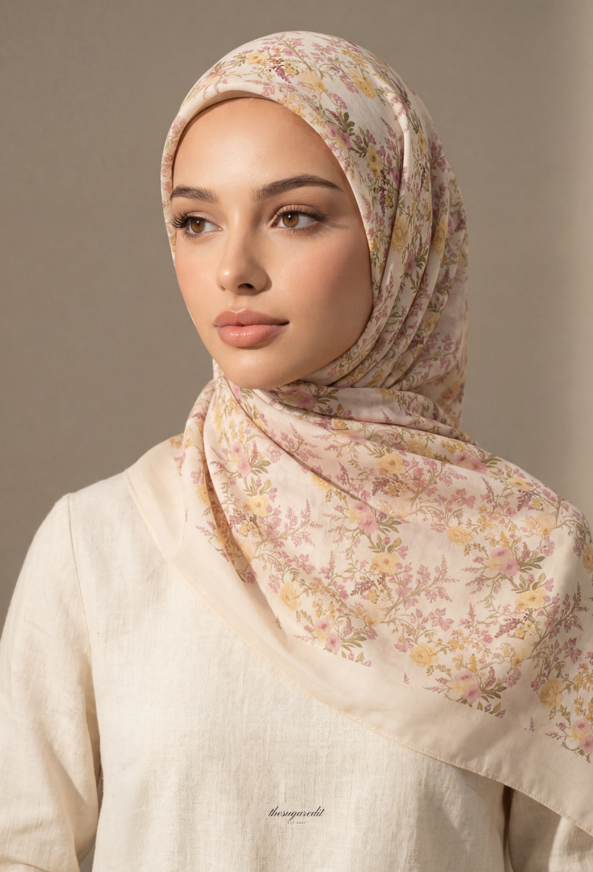 TSE Bloom JapaneseOsaka 47Inch Cotton Voile Square -Savannah