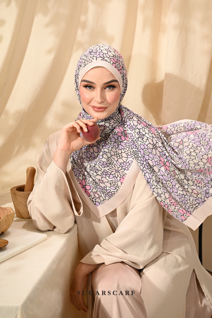 YES DEFECT ( Full Wide Pleats Shawl ) Eid Flower Power ( PILLOW TALK )