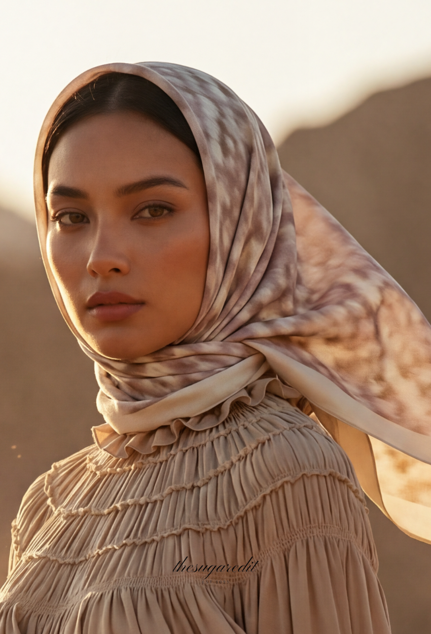 TSE Mod Japanese Cotton Voile Square Ivory Roam - Light AppleGreenBorder