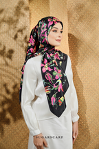 YES ( Square ) Seri Blooming Mixed Satin Silk Scarf ( AYANA )