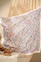 ( Square ) Eid Flower Power Mixed Satin Silk Satin ( COFFEE )