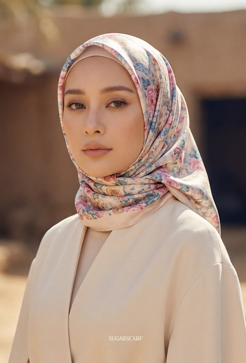 Eid Bloom 2026 Scarves Mixed Satin Square in Belisa - Send after 2nd March